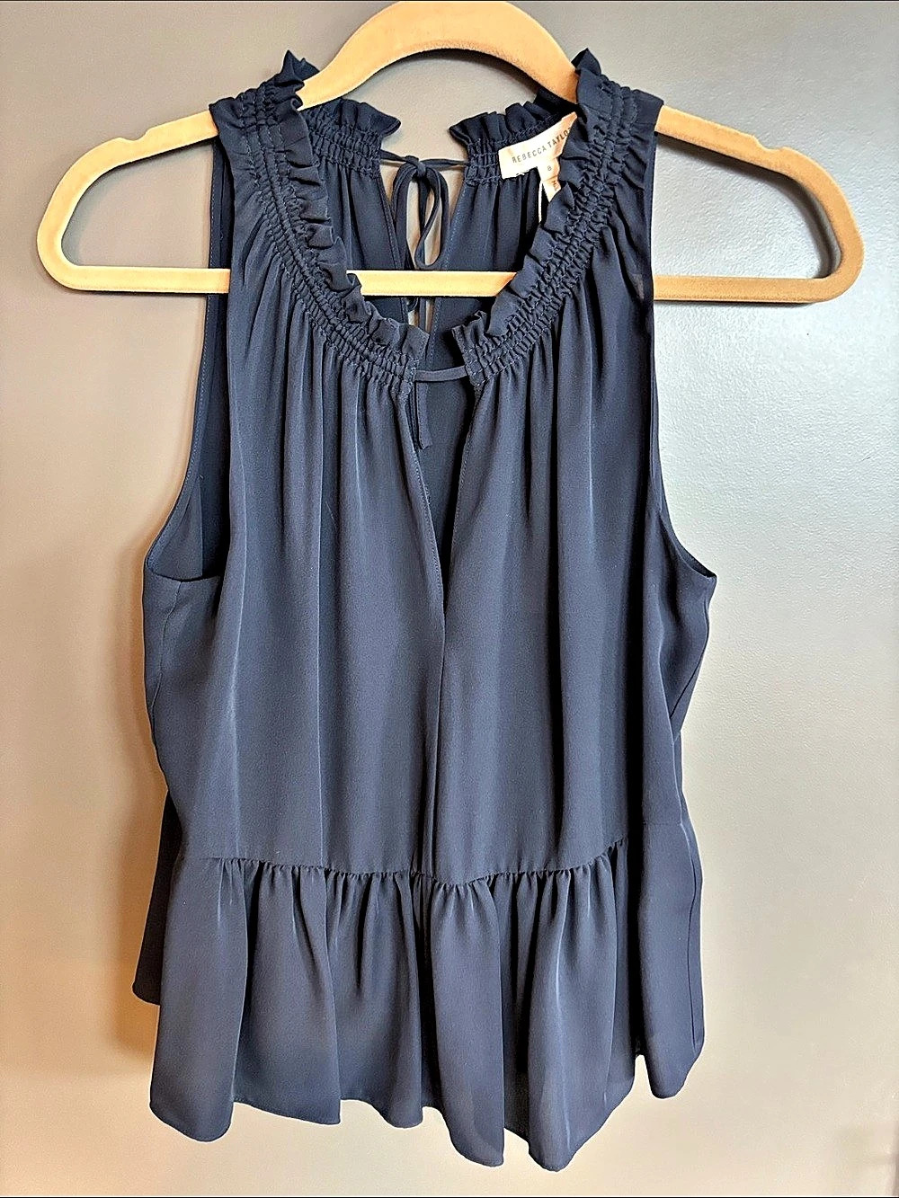 Rebecca Taylor gorgette peplum   TOP Ruffled Sleeveless Blouse in Blue Size 8 NW
